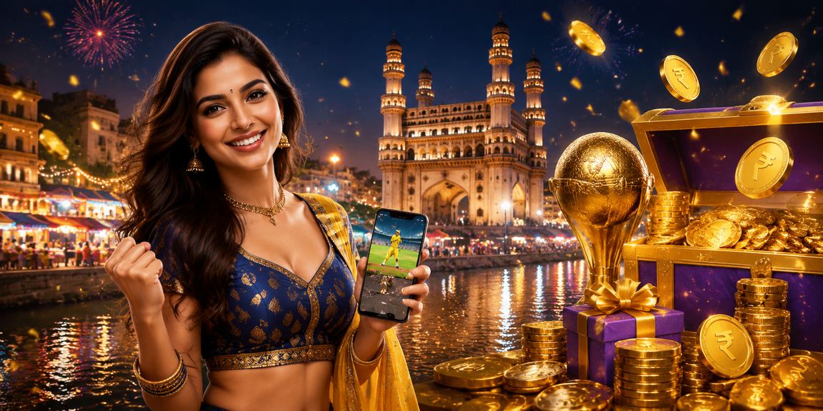 Hyderabad Charminar cricket betting scene with rupee sign